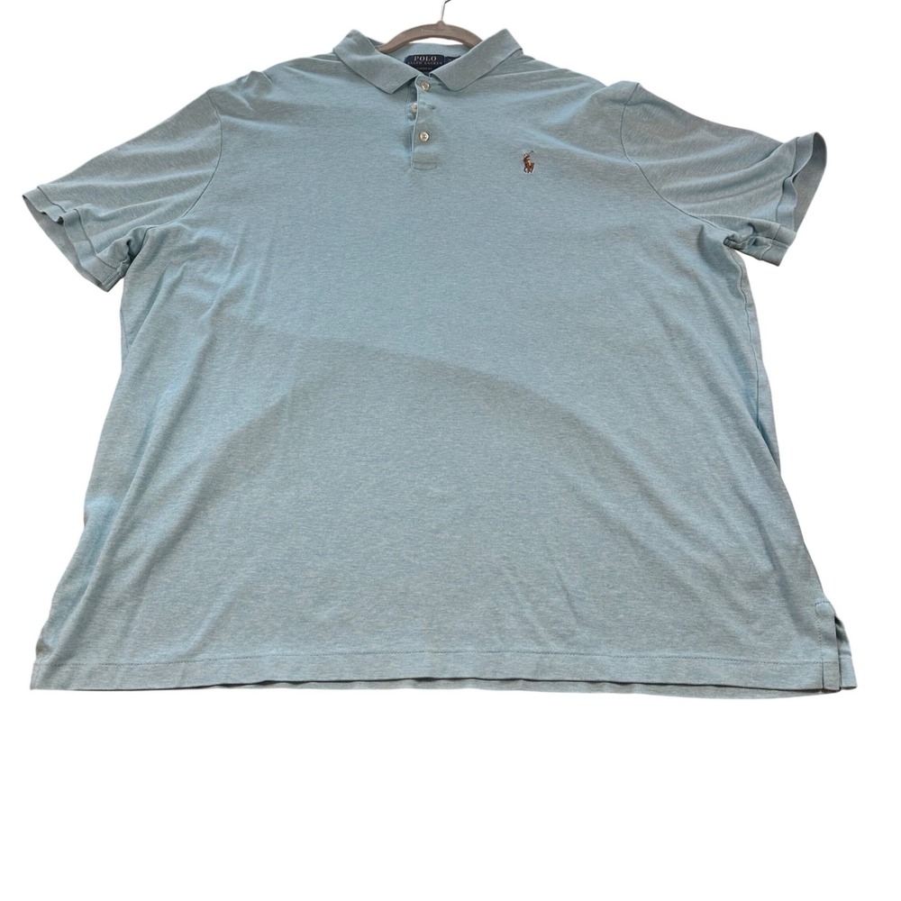 Polo Ralph Lauren Polo Mens XXL Blue‎ Classic Fit Heathered Cotton Short Sleeve